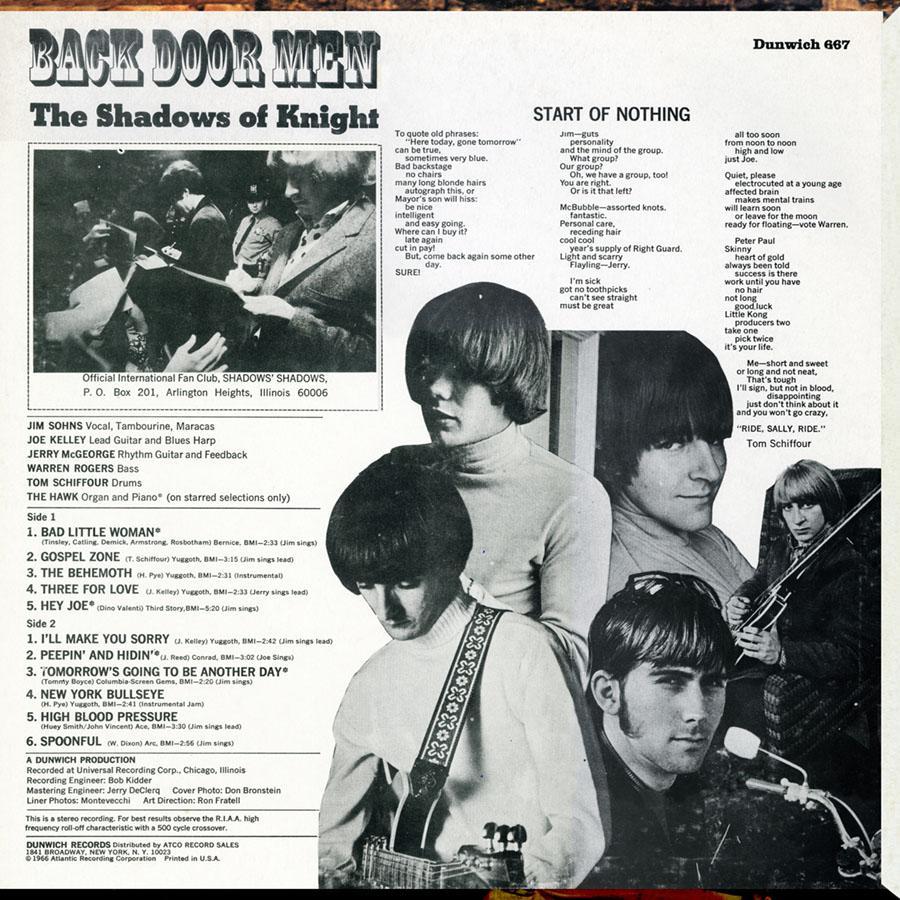 Shadows Of Knight LP Back Door Men mono back